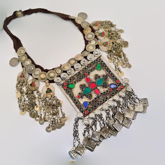 Ethnic Necklace, Afghan, Middle Eastern, Kuchi, Patina, Vintage Pendant, Jewels - Picture 5 of 6